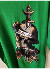 VTG Karl Kani Gold Mens Tattoo Graphic T-Shirt S/S Rare Skull Style Green Sz L
