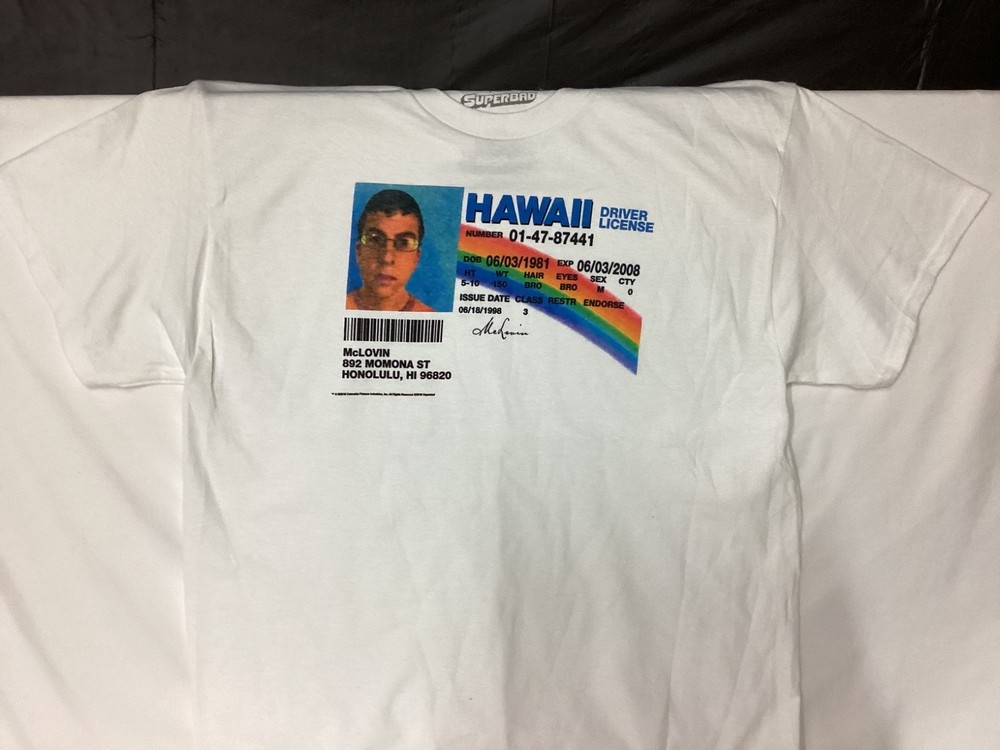 McLovin Drivers License Superbad T-Shirt | Softstyle Tee Size L/G (TS1)