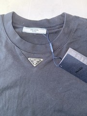 PRADA Milano Black Crew Neck Logo Jersey Cotton Short Sleeve T-Shirt Size S