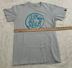 Quiksilver T Shirt Mens Small Gray Blue Logo Graphic Tee Short Sleeve Surf Tee S