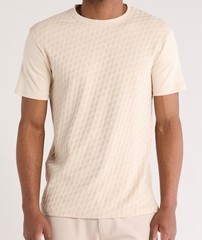 Denim and Flower Geo Textured T-Shirt Beige Size Medium