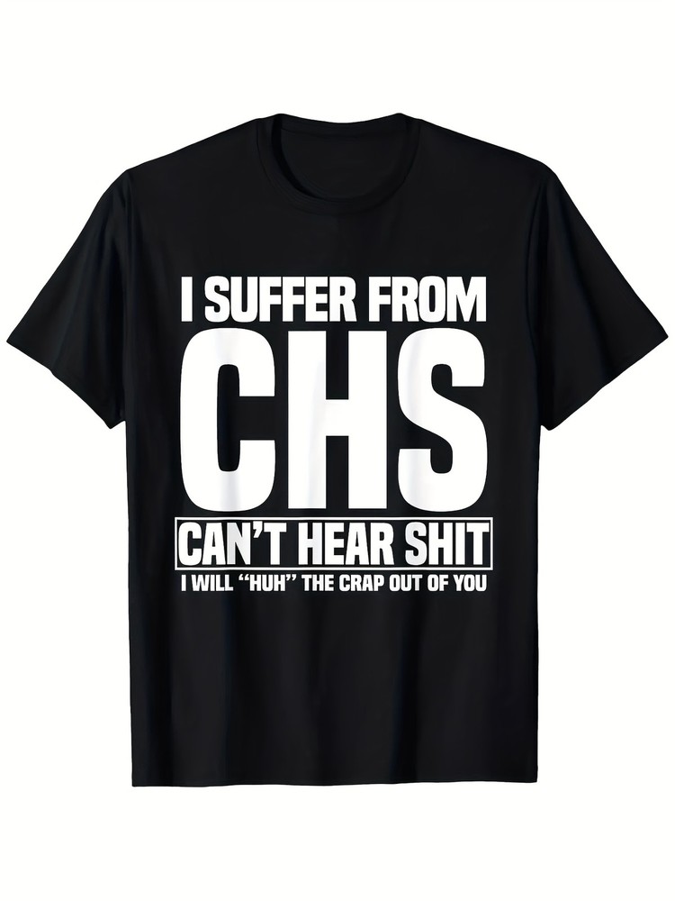 T-shirt with dark humor satirical graphic design, regular medium stretch√