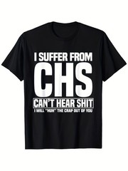 T-shirt with dark humor satirical graphic design, regular medium stretch√