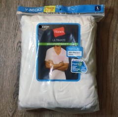 Hanes ComfortSoft Shirts Mens Large 42″-44″ White V-Neck FreshIQ Tagless 5 Pack