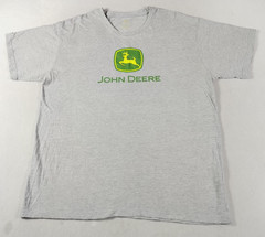 John Deere Shirt Mens XL Gray Logo Graphic Tee Tractor Farm Tagless Casual