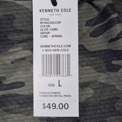 Kenneth Cole Men’s Active Tech Shirt S/S Stretch Breathable Soft Olive Camo