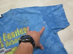 Vintage Liquid Blue The Beatles Band Yellow Submarine 2003 Tie Dye T Shirt (XL)