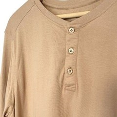 Vustra Premium Organic Cotton Henley Shirt Gilded Beige Mens Size XL Sustainable