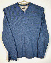 Left Coast Tee Men’s Medium Blue Striped Cotton Long Sleeve V Neck