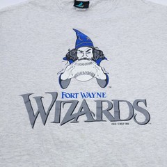 1993 Fort Wayne Wizards Single Stitch Large Gray Baseball Shirt MiLB MLB