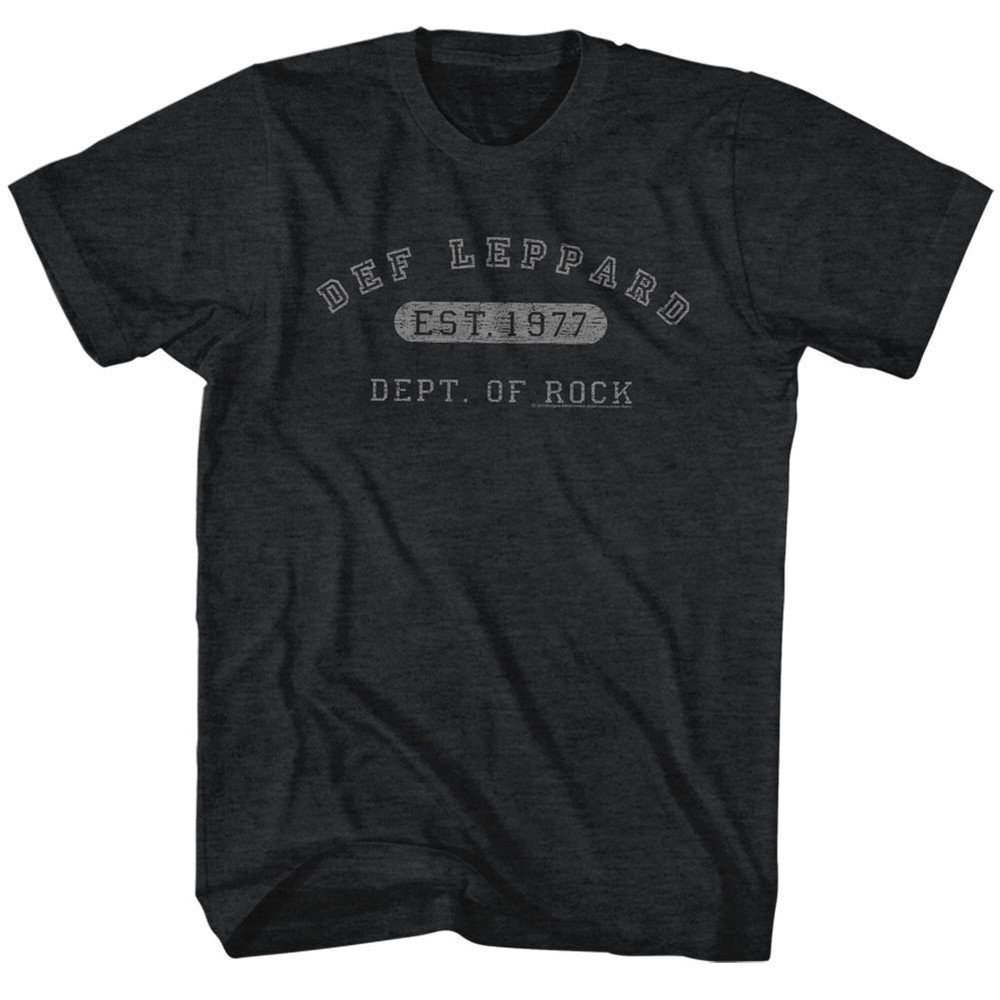 Def Leppard T Shirt 1977 DEPT OF ROCK New Heavy Metal Music Black Heather