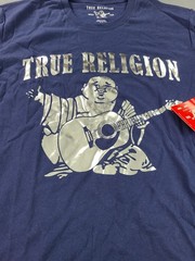 True Religion Men’s Silver Buddha SS Crew Neck Tee in navy, size M
