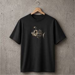 Anglerfish Skeleton T Shirt Deep Sea Fishing Fisherman Gift Vintage Graphic Tee