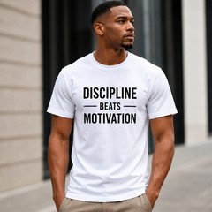Discipline Beats Motivation Customizable T-Shirt | Motivational Quote Tee