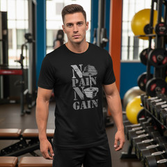 Unisex No Pain No Gain Graphic T-Shirt With Dumbbell Design For Gym Workouts And