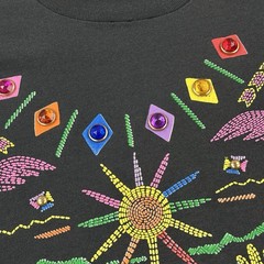 Vintage PGB Gepetto Shirt Mens 2XL Black Southwestern Beaded Gem Studded Art Tee