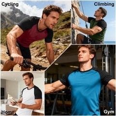5 Pack Mens Quick Drying Shirts Crew Neck Loose Breathable Cool Workout Runni…