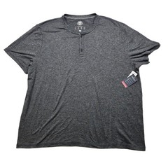 Madeflex Flag & Anthem Henley Shirt Mens 2XL Heather Gray Stretch Wicking NEW