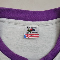 Vintage Fruit Of The Loom Shirt XL Gray Purple Cuff 90s USA Hair Stylist Barber