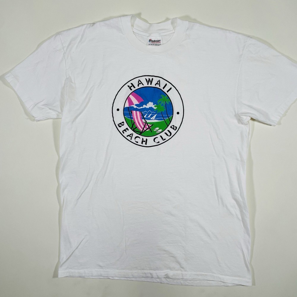 1980s Hawaii Beach Club Vintage T-Shirt Single Stitch Stedman White Size XL