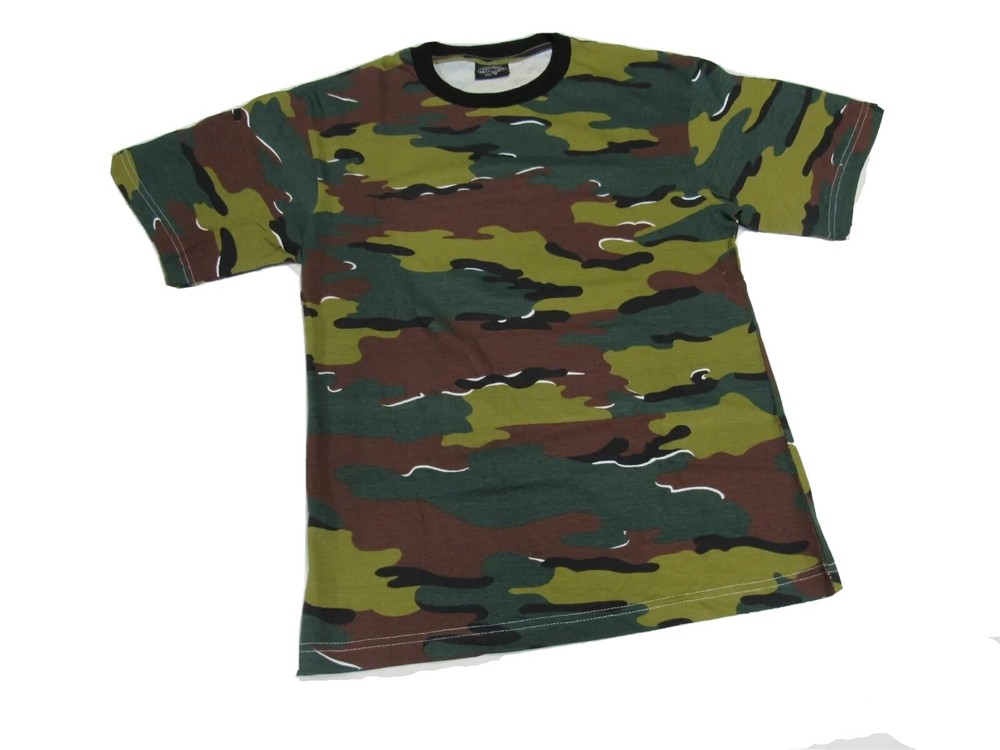 Miltec Belgian Jigsaw Camo Pattern T-Shirt Short Sleeve 100% Cotton