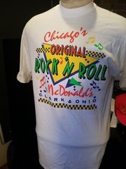 Mcdonald’s Vintage Chicago’s Rock N Roll T-Shirt LG white ORIGINAL CLARK & OHIO