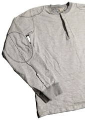 Carbon2Cobalt Thermal Henley Shirt Mens Medium Gray Long Sleeve Elbow Patch