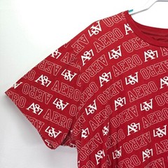 Aeropostale A87 Casual T-Shirt Men 3XL Spellout Logo All Over Print Short Sleeve