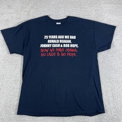 Vintage Anti Obama Political T-Shirt Mens XL Black Y2K Ronald Reagan Parody USA