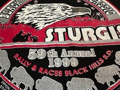 Vintage 1990s 1999 Sturgis Motorcycle Rally Black Hills Graphic T-Shirt, L NEW