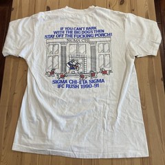 Vintage 1990 Sigma Chi Big Dogs Porch Graphic T-Shirt UCI Irvine Large
