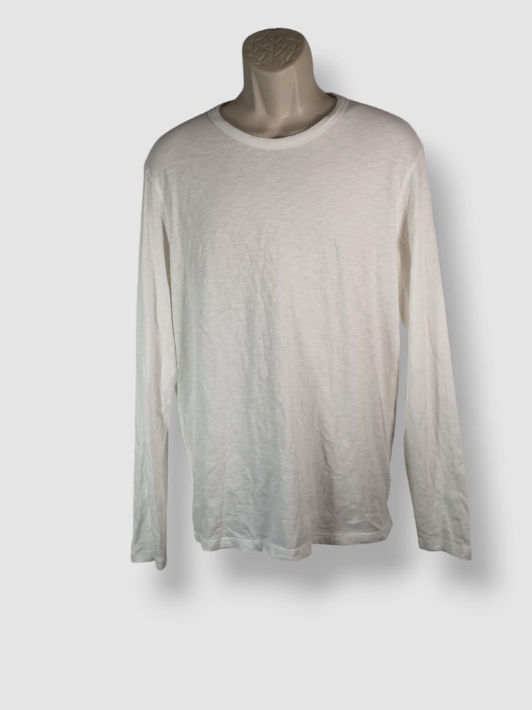 Theory Men’s Cosmos Essential White Regular Fit Long-Sleeve T Shirt Size M