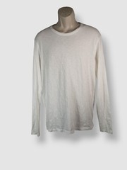 Theory Men’s Cosmos Essential White Regular Fit Long-Sleeve T Shirt Size M