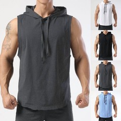 Mens Sleeveless Gym Hoodie Vest Perfect for Sports Fitness and Casual Wear