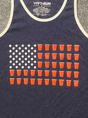 FIFTHSUN Tank Top Mens M Navy White American Beer Pong Cup Flag Graphic 4thJuly