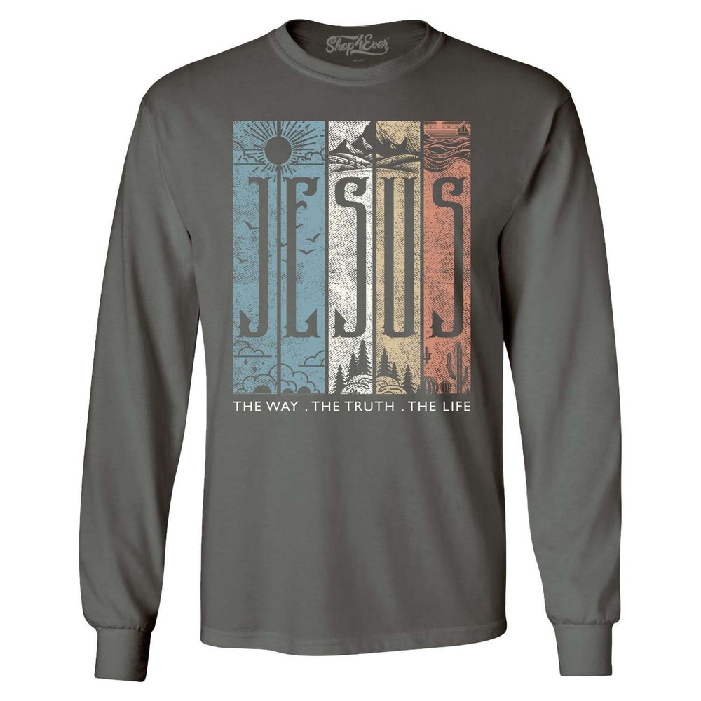 Jesus Loves You Minimal Cross Long Sleeve Christian Shirt