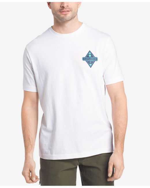 $90 G.H. Bass & Co Mens White Blue Logo Graphic Crew-Neck Short-Sleeve T-Shirt L