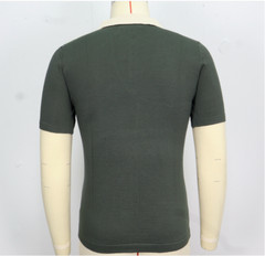 Men’s Multicolor Striped T Shirt Casual Knitwear Lapel Short Sleeve Summer Chic