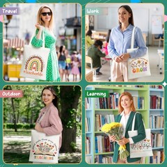 HUFAND Graduation Gifts for Teachers 6 Pack Canvas Tote Bags with Makeup Pou…