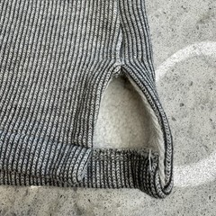 Mens Long Sleeve Henley Shirt Large Grey Textured Knit Heavy Warm Utility