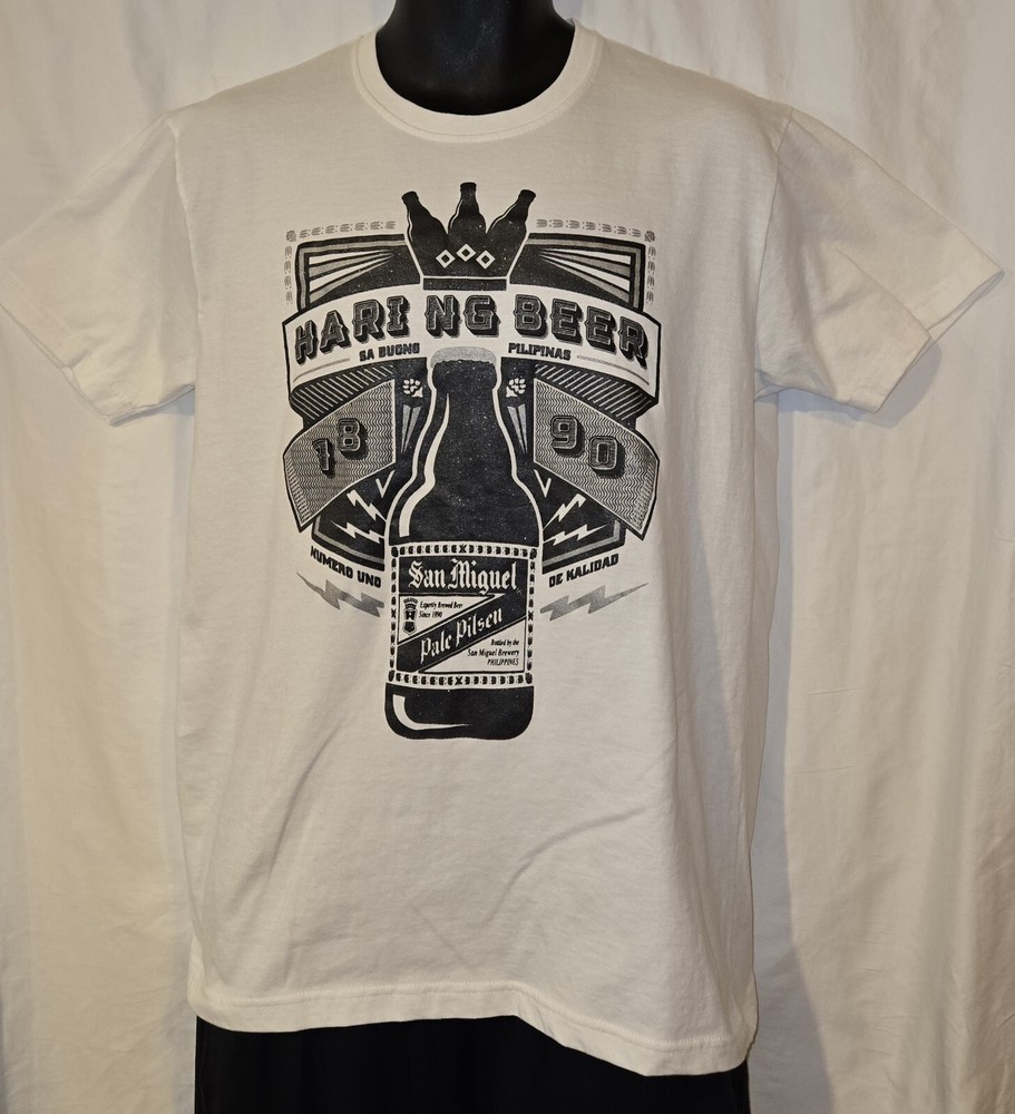 San Miguel Pale Pilsen Haring T-shirt My Philippines White & Black Tee Vintage?