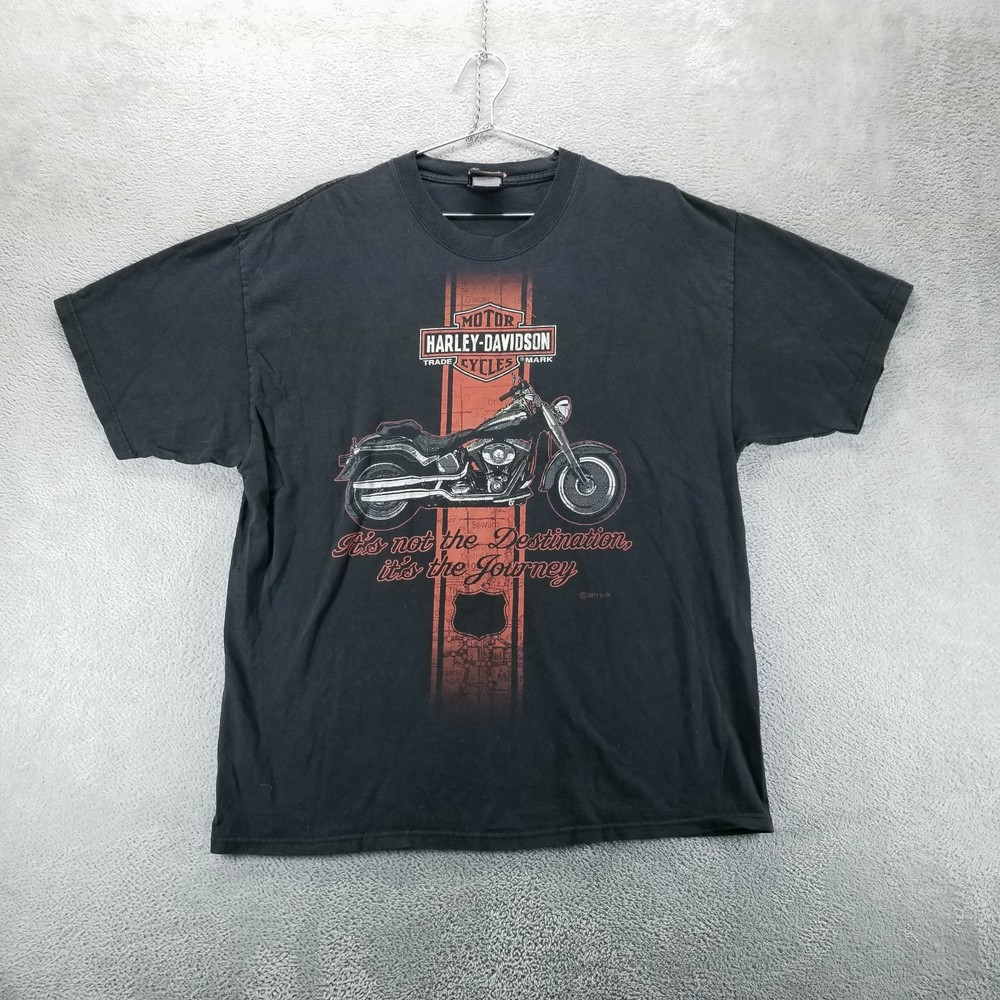 Harley Davidson Shirt Mens XL Black Short Sleeve Skull Flames Motorcycle