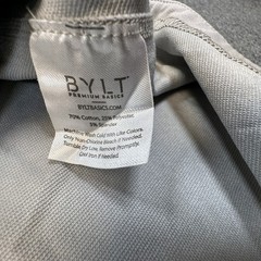 BYLT Drop Cut Lux V-Neck Shirt Mens Large (Fits as Medium) Gray Curved Hem Tee
