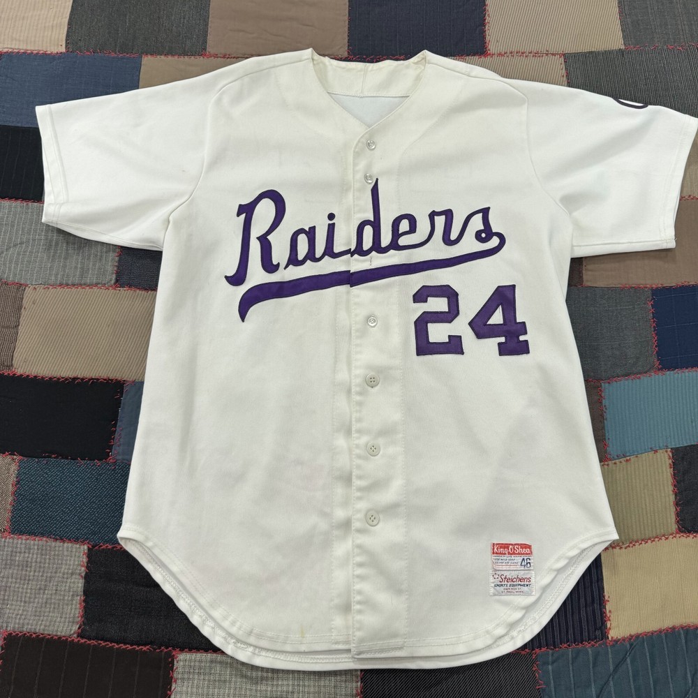 VTG 1960s King O’Shea Steichens Raiders #24 Baseball Jersey White Sports – 46