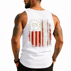 USA US Flag Patriotic 4th of July America (On Back) Tank Top