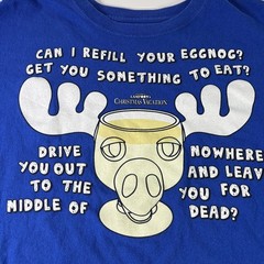 Christmas Vacation Graphic T-shirt Can I Refill Your Eggnog? Reindeer Large