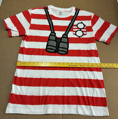 Where’s Waldo? T-Shirt Men’s Size Large Novelty Shirt Red & White Striped Tee