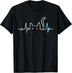 Heartbeat Cat Lover Animal Silhouette Cute Cat T-Shirt unisex T-Shirt