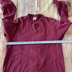 Vintage BVD Long Sleeve Blank Red T Shirt Size Large Classic Made In USA 90s