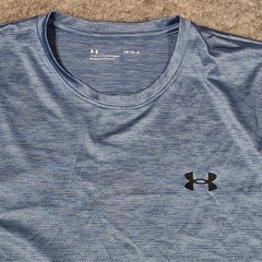 Under Armour T Shirt Men L Blue Loose Polyester Spandex Activewear